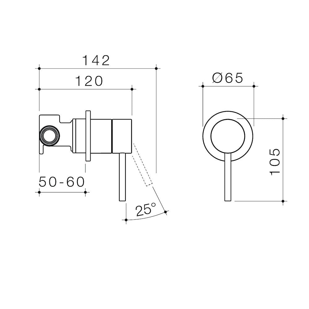 Caroma Liano II Bath / Shower Mixer - Round Cover Plate - Gunmetal - Sales Kit