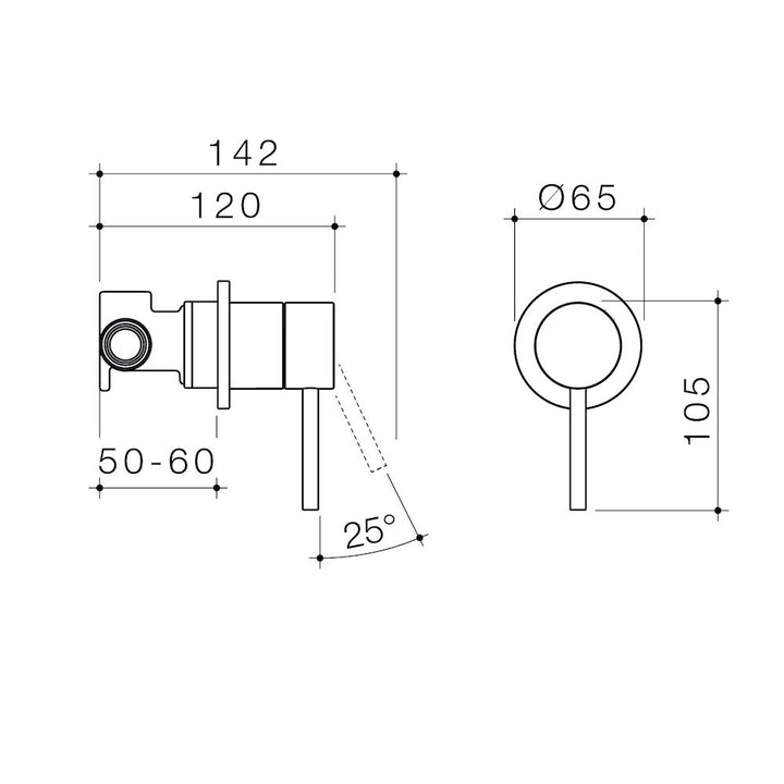 Caroma Liano II Bath / Shower Mixer - Round Cover Plate - Gunmetal - Sales Kit
