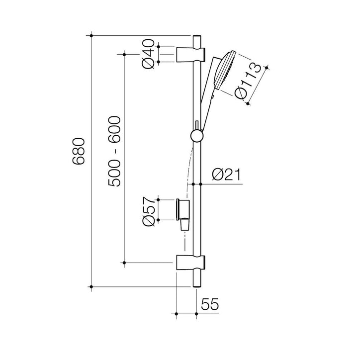 Caroma Urbane II Rail Shower - Brushed Nickel