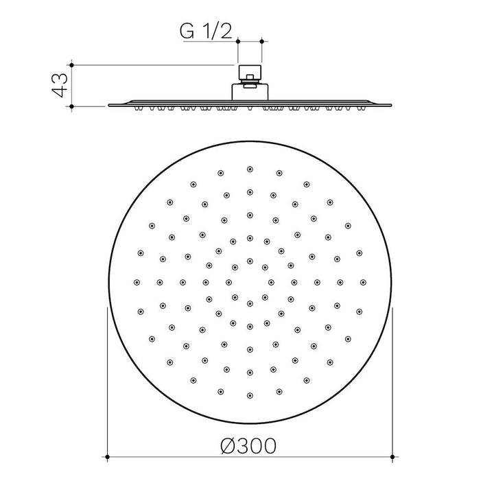 Caroma Urbane II 300mm Round Rain Shower - Brushed Nickel