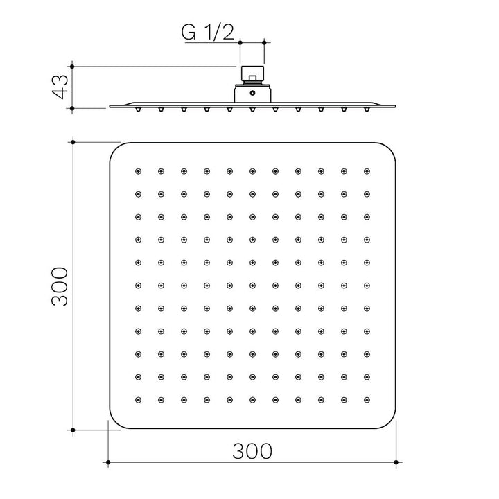 Caroma Urbane II 300mm Square Rain Shower - Brushed Nickel