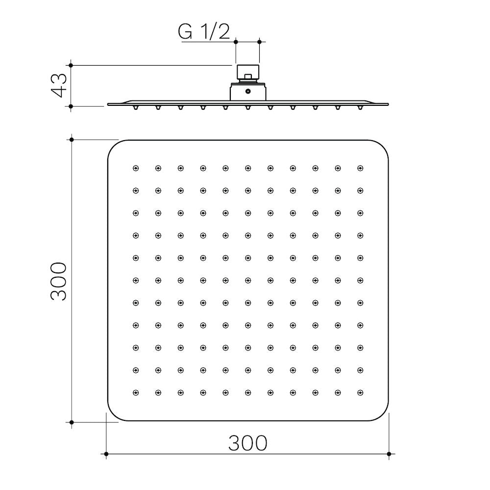 Caroma Urbane II 300mm Square Rain Shower - Gunmetal