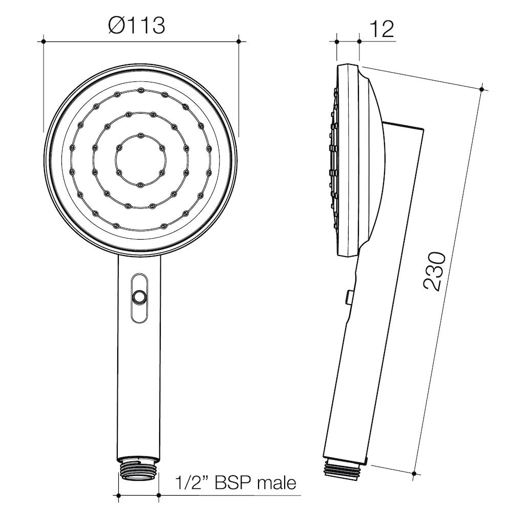 Caroma Urbane II Hand Shower (Handset Only) - Matte Black