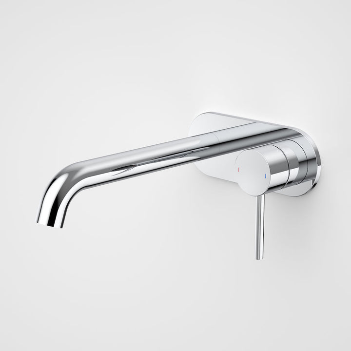 Caroma Liano II 210mm Wall Basin / Bath Mixer - Rounded Cover Plate - Chrome - Sales Kit