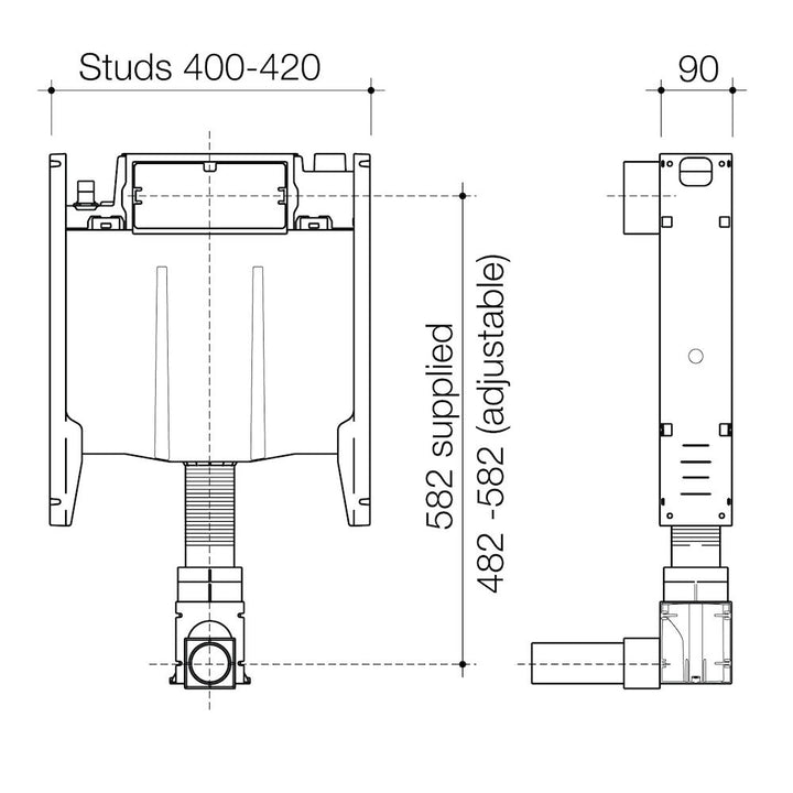 Caroma Invisi II 4.5/3L Cistern with Adjustable Flush Pipe