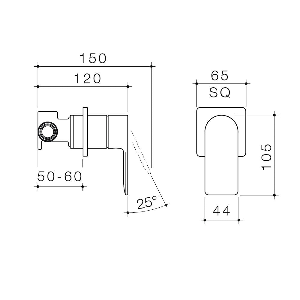 Caroma Urbane II Bath / Shower Mixer - Square Cover Plate - Gunmetal