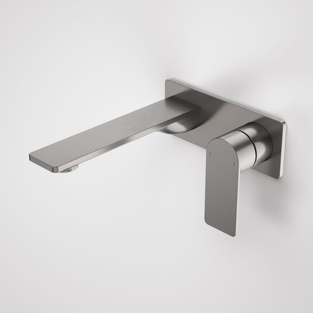 Caroma Urbane II 180mm Wall Basin / Bath Mixer - Rectangular Cover Plate - Gunmetal - LF