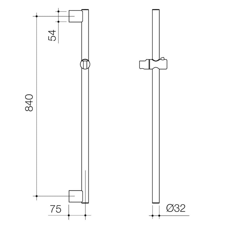 Caroma Opal Support Shower Rail Straight 900mm – Brushed Nickel