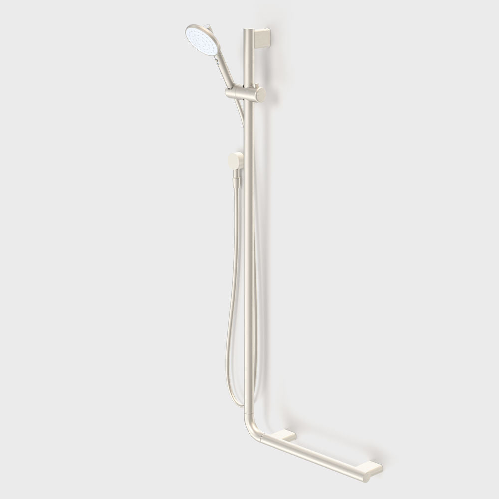 Caroma Opal Support VJet Shower with 90 Degree Rail - Left and Right - Brushed Nickel