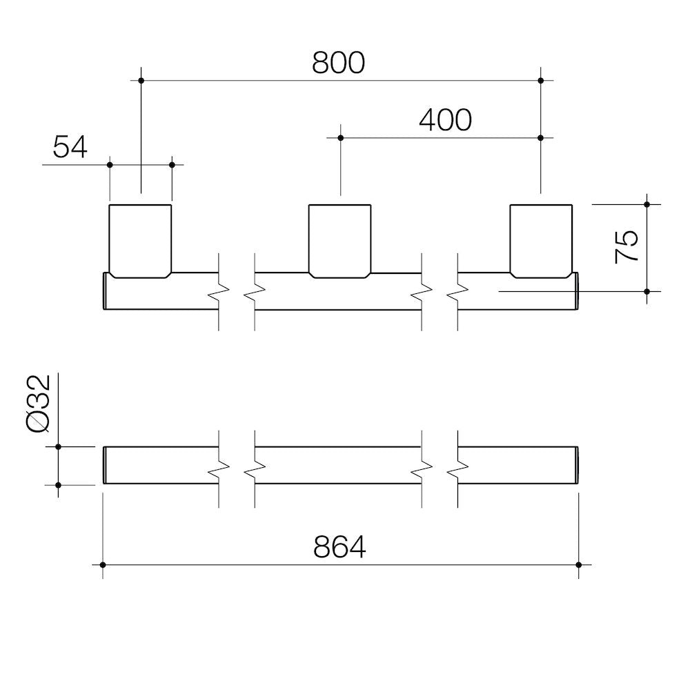 Caroma Opal Support Rail 800mm Straight – Brushed Nickel