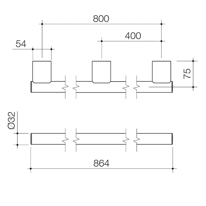 Caroma Opal Support Rail 800mm Straight – Brushed Nickel