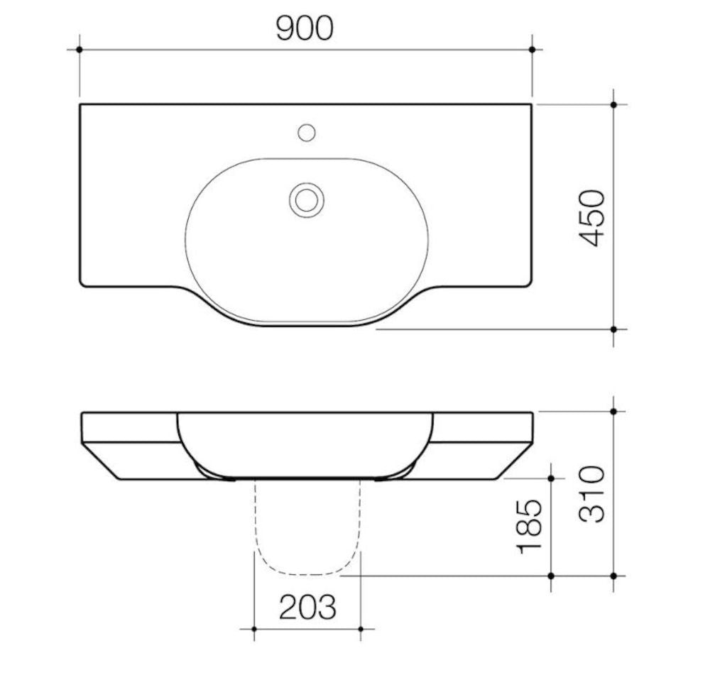 Caroma Opal 900 Twin Wall Basin 3TH