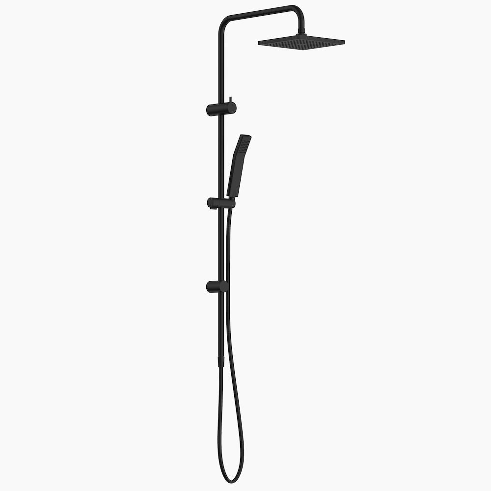Clark Square II Rail Shower with Overhead - Matte Black