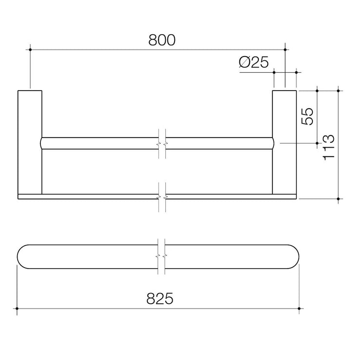 Caroma Urbane II 825mm Double Towel Rail – Chrome