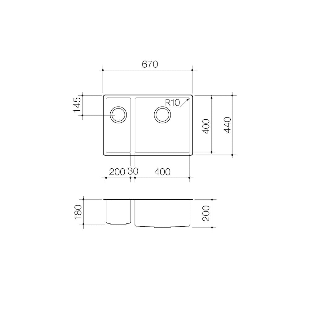 Clark Prism 1.5 Right Hand Bowl Undermount/Overmount