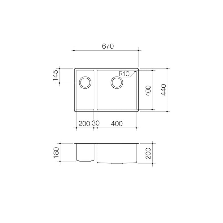 Clark Prism 1.5 Right Hand Bowl Undermount/Overmount