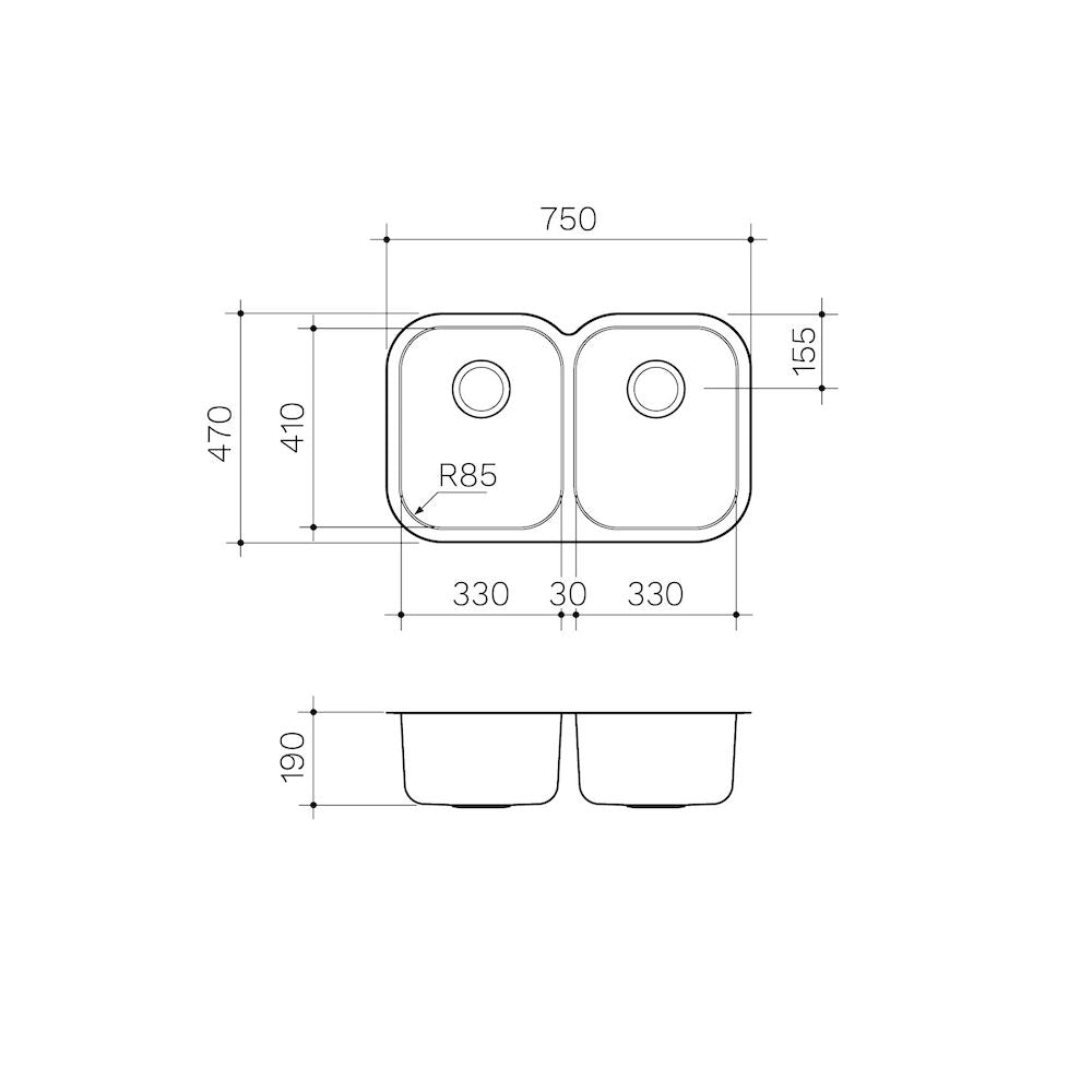 Clark Monaco Scalloped Double Bowl Undermount