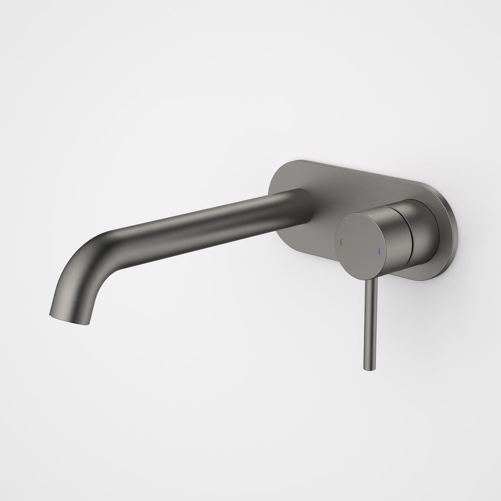 Caroma Liano II 210mm Wall Basin / Bath Mixer - Rounded Cover Plate - Gunmetal - Sales Kit