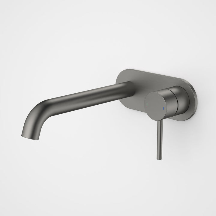 Caroma Liano II 210mm Wall Basin / Bath Mixer - Rounded Cover Plate - Gunmetal - Sales Kit