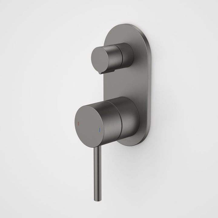 Caroma Liano II Bath / Shower Mixer With Diverter - Rounded Cover Plate - Gunmetal - Sales Kit