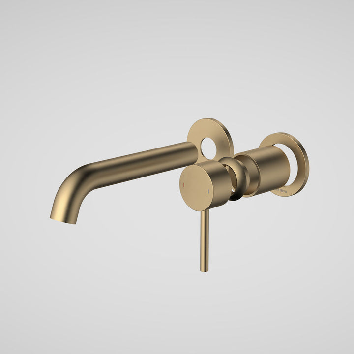 Caroma Liano II 175mm Wall Basin / Bath Trim Kit - 2 x Round Cover Plates - Brushed Brass
