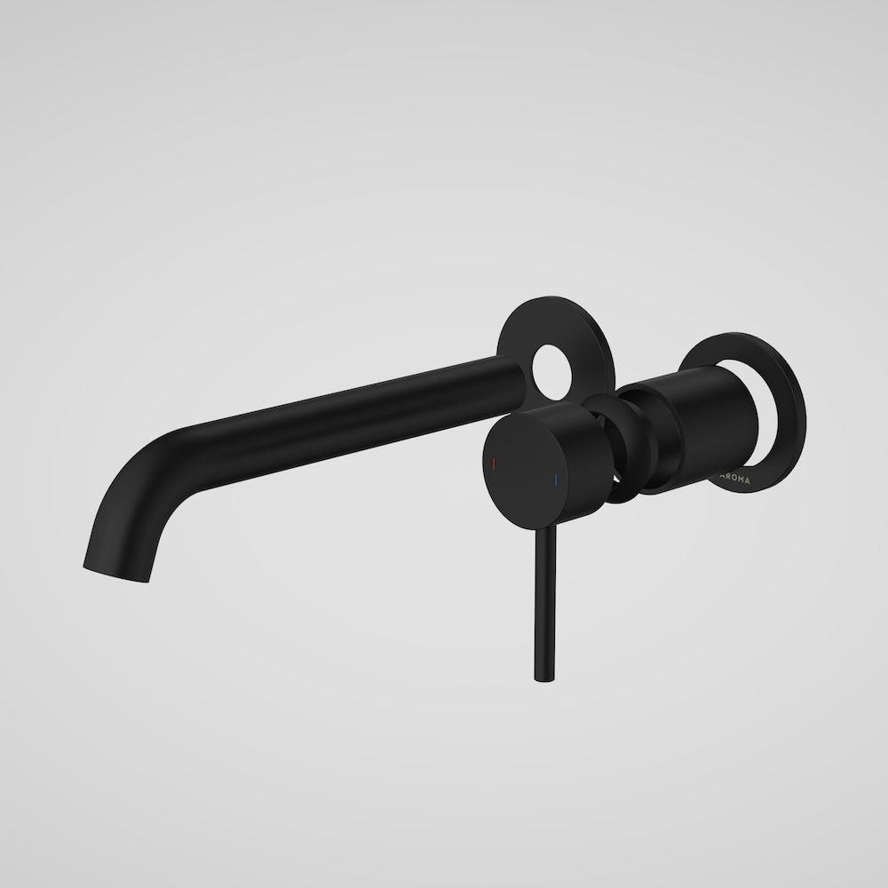 Caroma Liano II 210mm Wall Basin / Bath Trim Kit - 2 x Round Cover Plates - Matte Black - Lead Free
