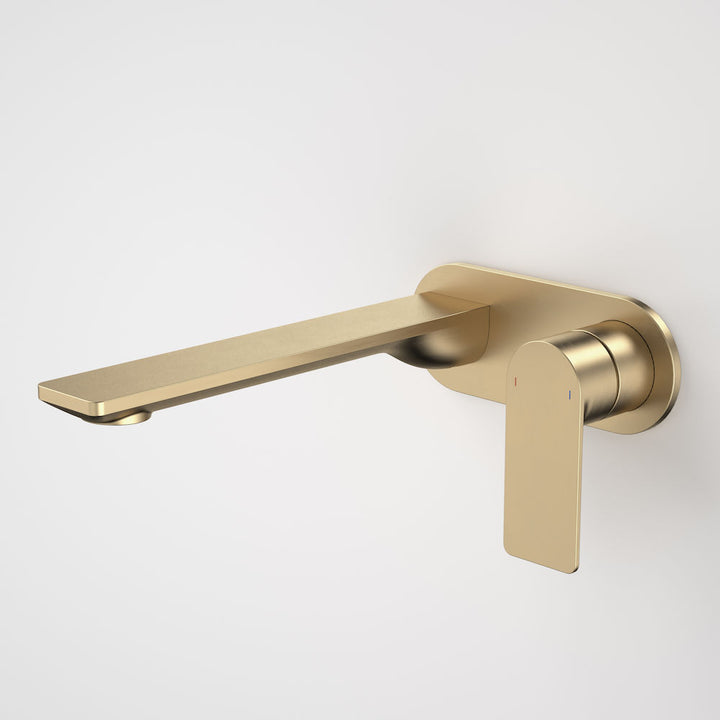 Caroma Urbane II 220mm Wall Basin / Bath Mixer - Round Cover Plate - Brushed Brass - LF