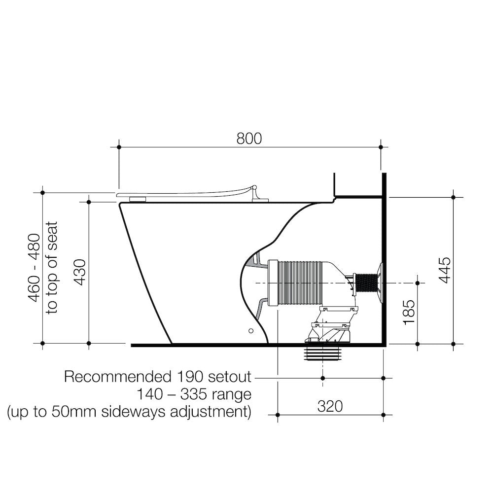 Caroma Care 800 Cleanflush Wall Faced Close Coupled 4S Pan GermGard®