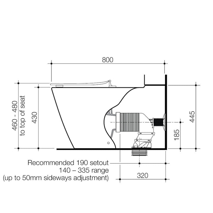 Caroma Care 800 Cleanflush Wall Faced Close Coupled 4S Pan GermGard®