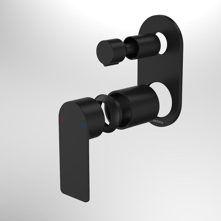Caroma Urbane II Bath / Shower Mixer With Diverter Trim Kit - Round Cover Plate - Matte Black