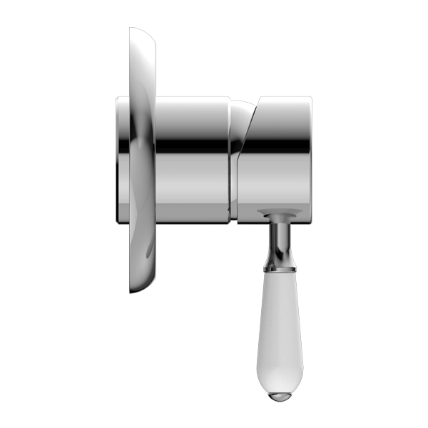 Nero York Shower Mixer With White Porcelain Lever Chrome