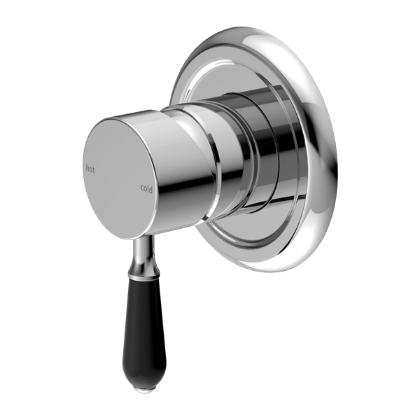 Nero York Shower Mixer With Black Porcelain Lever Chrome