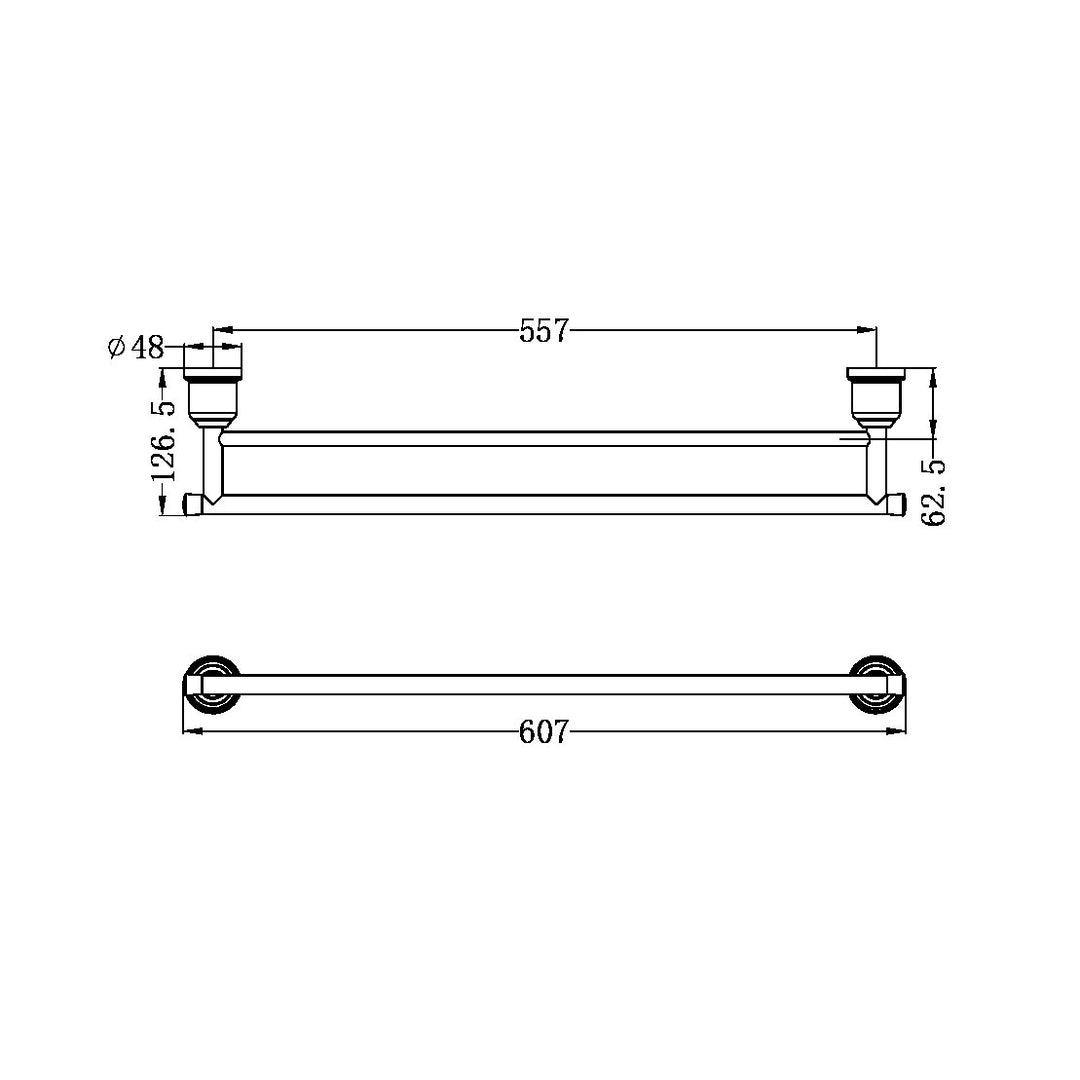 Nero York Double Towel Rail 600mm Chrome