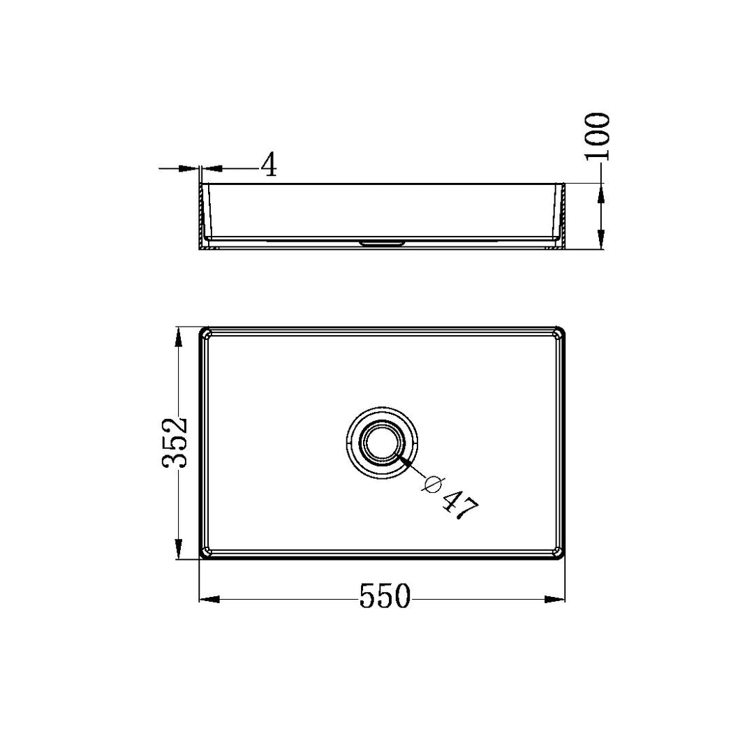 Nero Rectangle Stainless Steel Basin Brushed Nickel