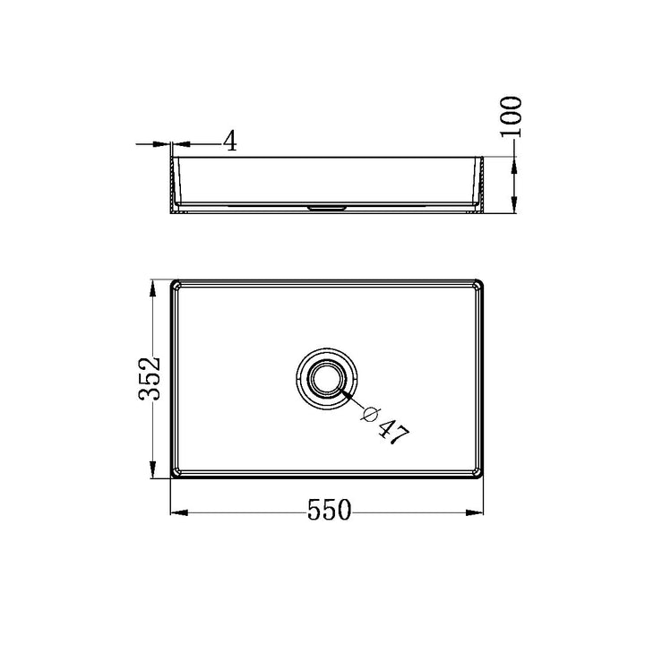 Nero Rectangle Stainless Steel Basin Brushed Nickel