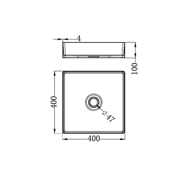 Nero 400mm Square Stainless Steel Basin Brushed Nickel