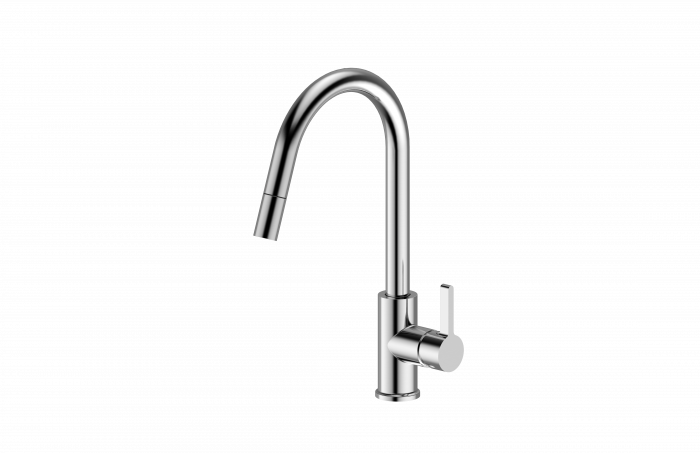 Bad Und Kuche Morgan Rund Gooseneck Sink Mixer Brushed Nickel