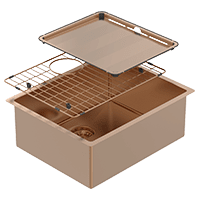 Abey Piazza Single Bowl 545X445 + Accessories - Artisan Copper