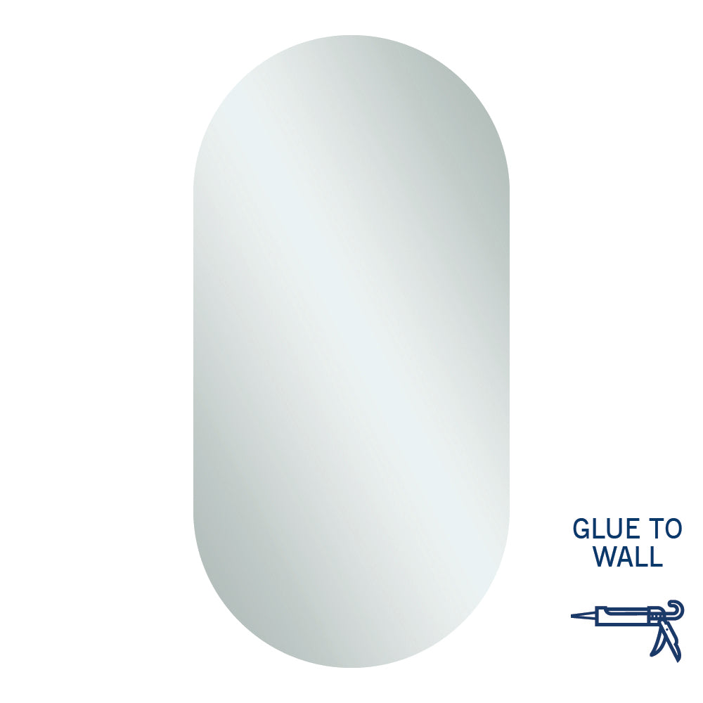 Duke Polished Edge Pill Mirror 500x1000mm Glue-to-Wall