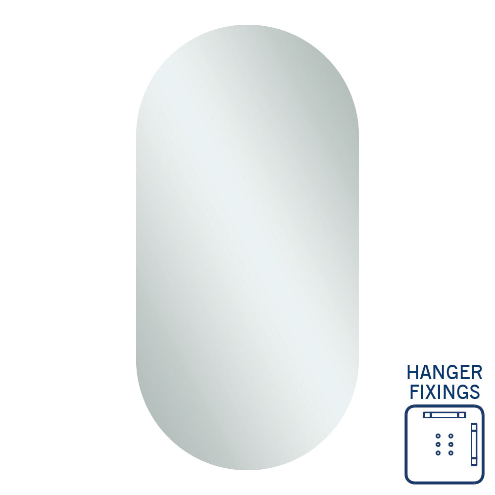 Duke Polished Edge Pill Mirror 500x1000mm with Hangers
