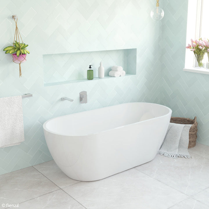 Fienza Koko Matte White 1680 Freestanding Acrylic Bath 1680 x 750mm x 580mm