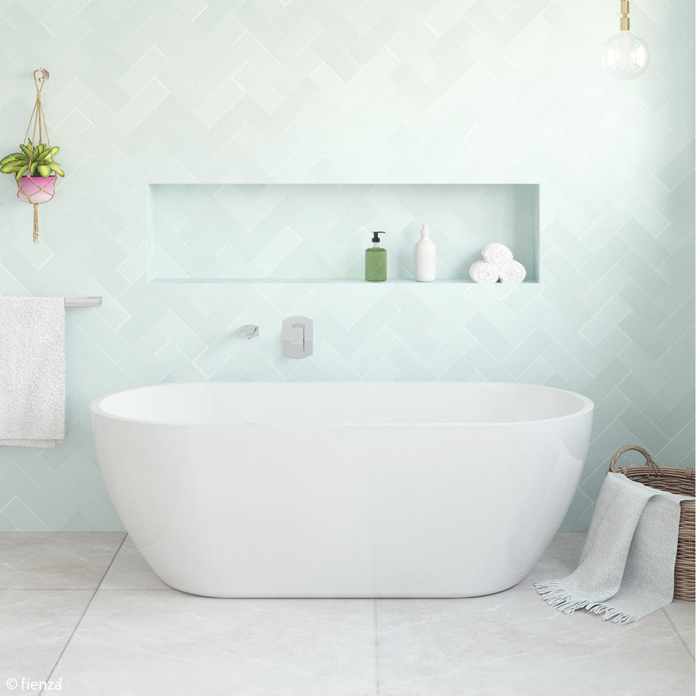 Fienza Koko Matte White 1680 Freestanding Acrylic Bath 1680 x 750mm x 580mm