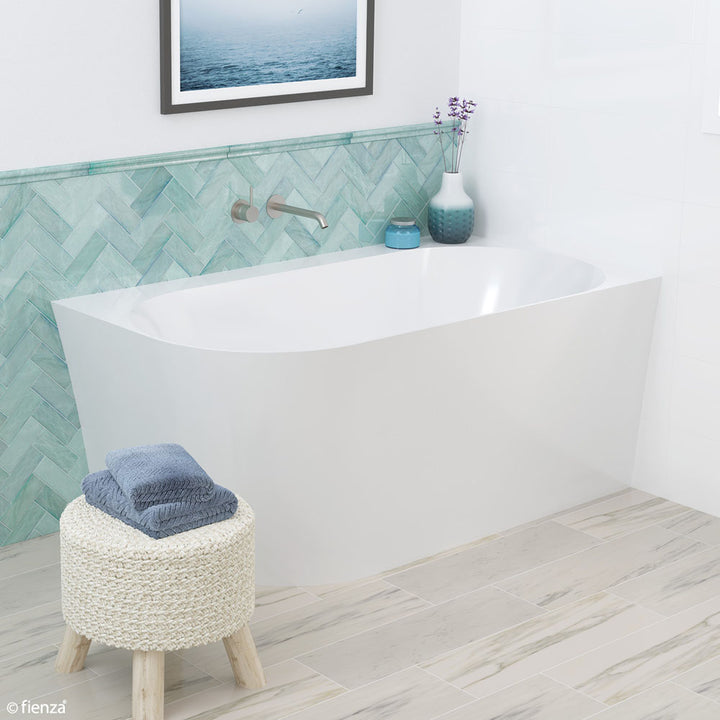 Fienza Chloe 1400 Acrylic Corner Bath Left Hand Gloss White 1400 x 750mm x 600 mm