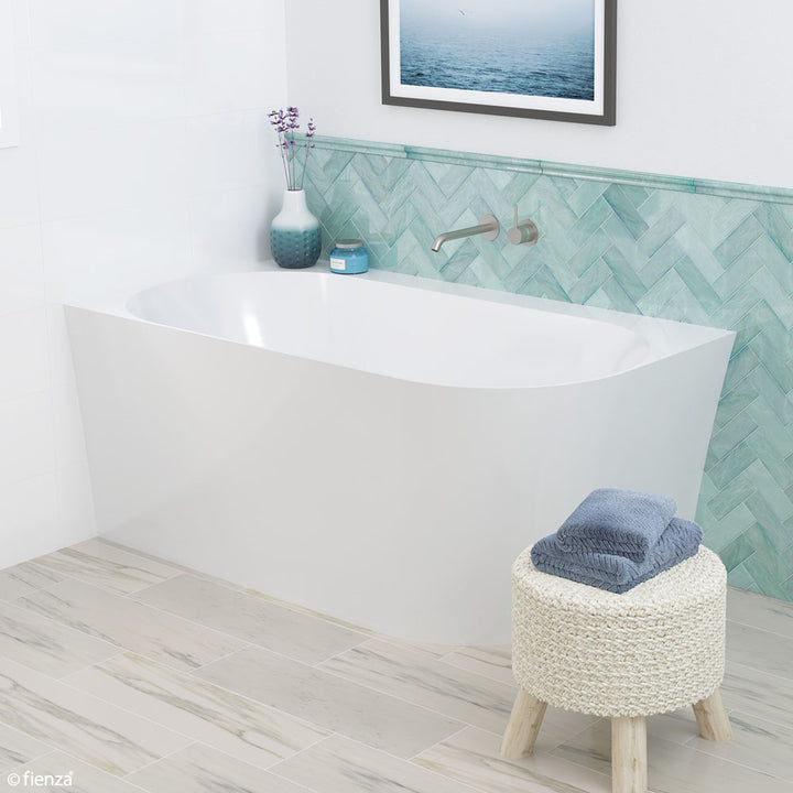 Fienza Chloe 1400 Acrylic Corner Bath Right Hand Gloss White 1400 x 750mm x 600 mm