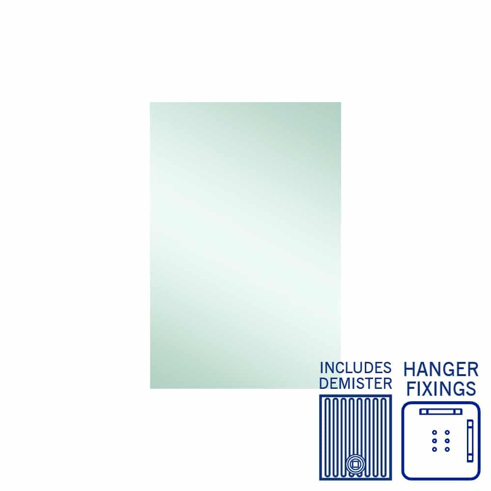 Jackson Rectangle Polished Edge Mirror - 600x750mm with Hangers and Demister