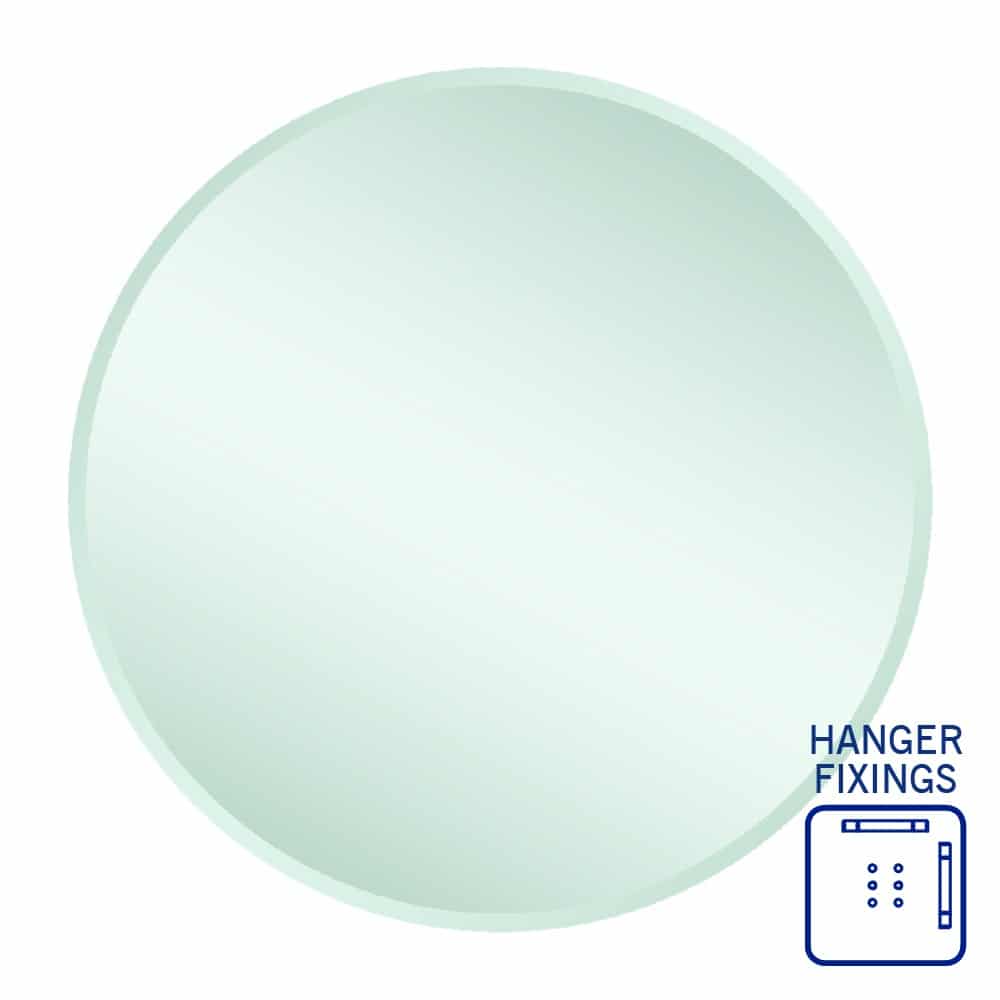 Kent 18mm Bevel Round Mirror - 800mmØ with Hangers