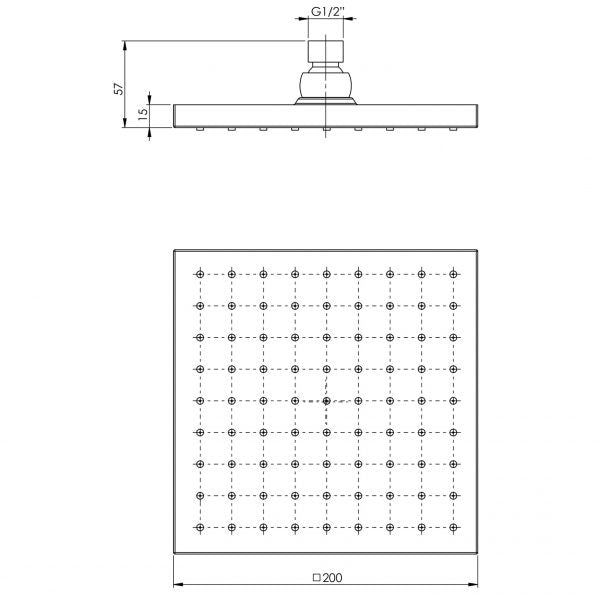 Phoenix Lexi Shower Rose 200mm Square Matte Black