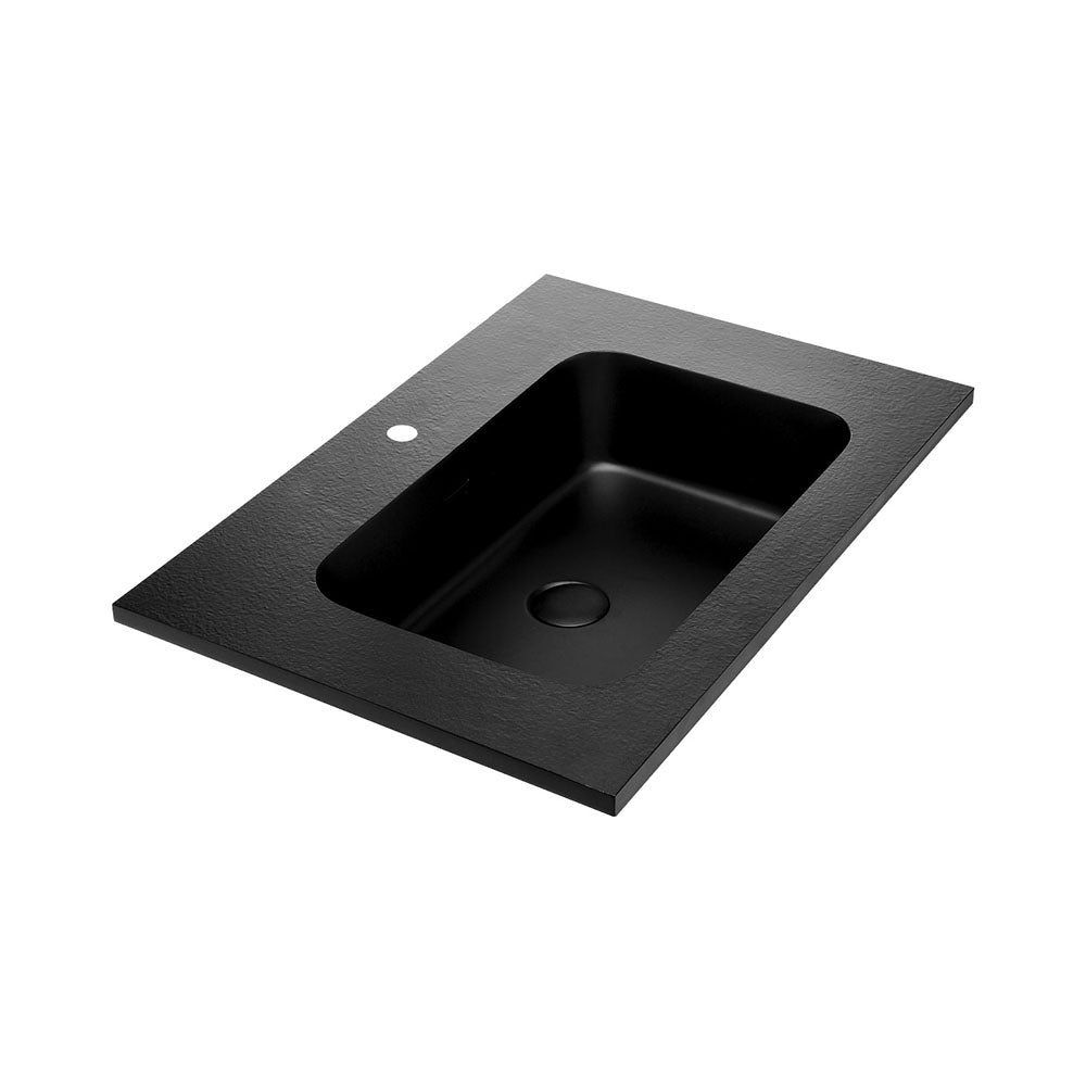 Fienza Montana Matte Black Solid Surface Basin Top 750mm x 460mm 1 Tap Hole