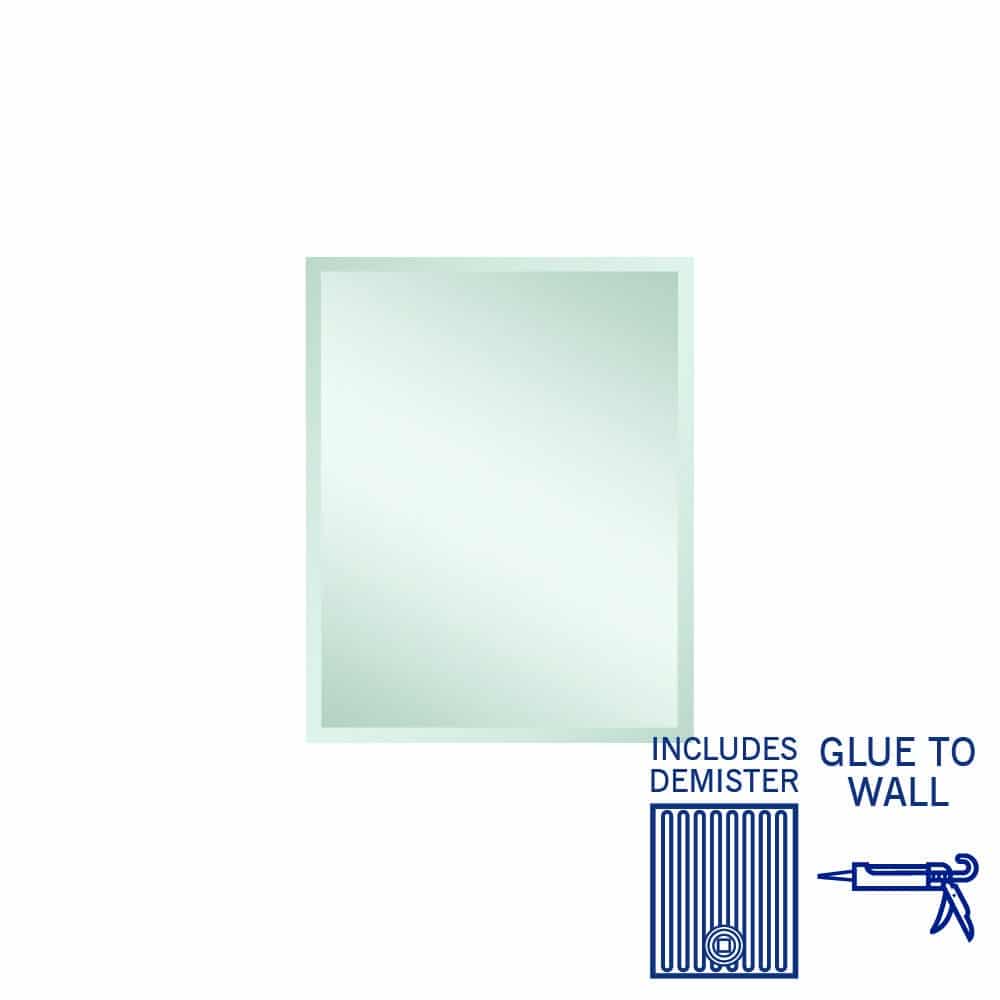 Montana Rectangle 25mm Bevel Edge Mirror - 600x750mm Glue-to-Wall and Demister