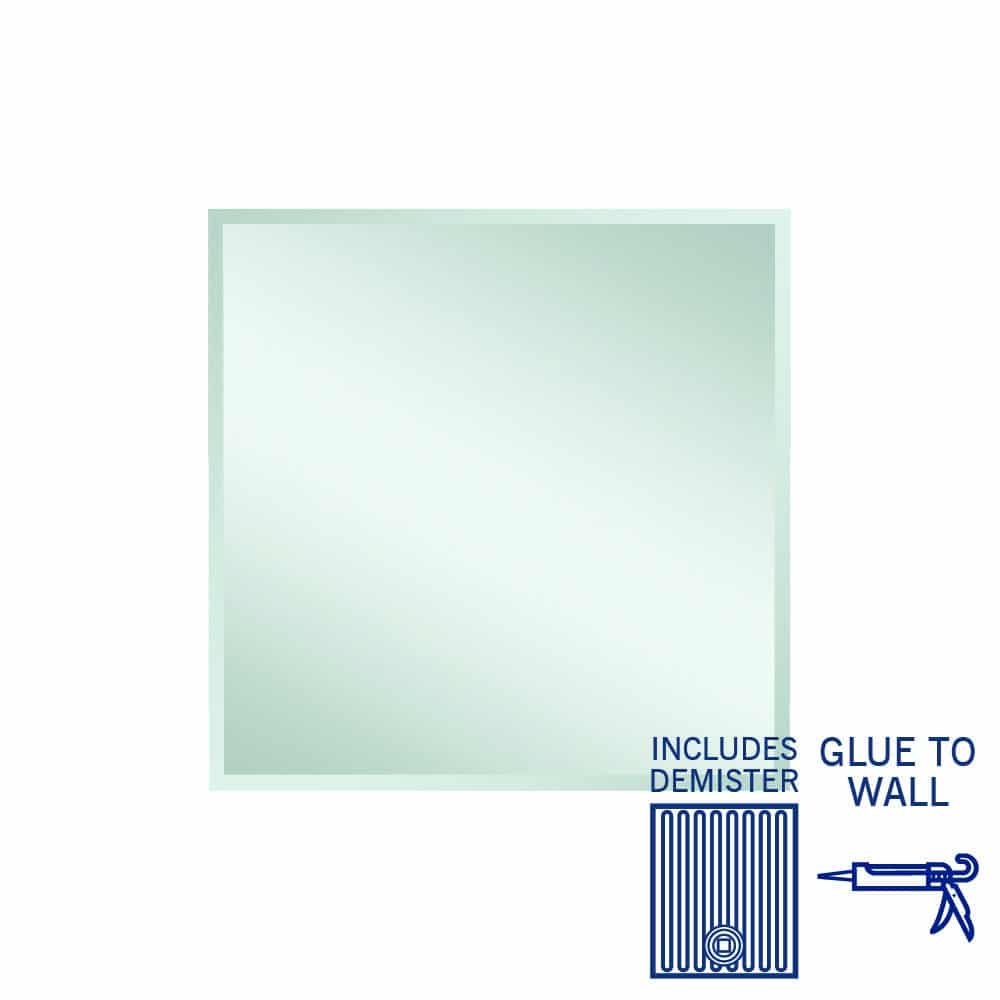 Montana Rectangle 25mm Bevel Edge Mirror - 900x750mm Glue-to-Wall and Demister
